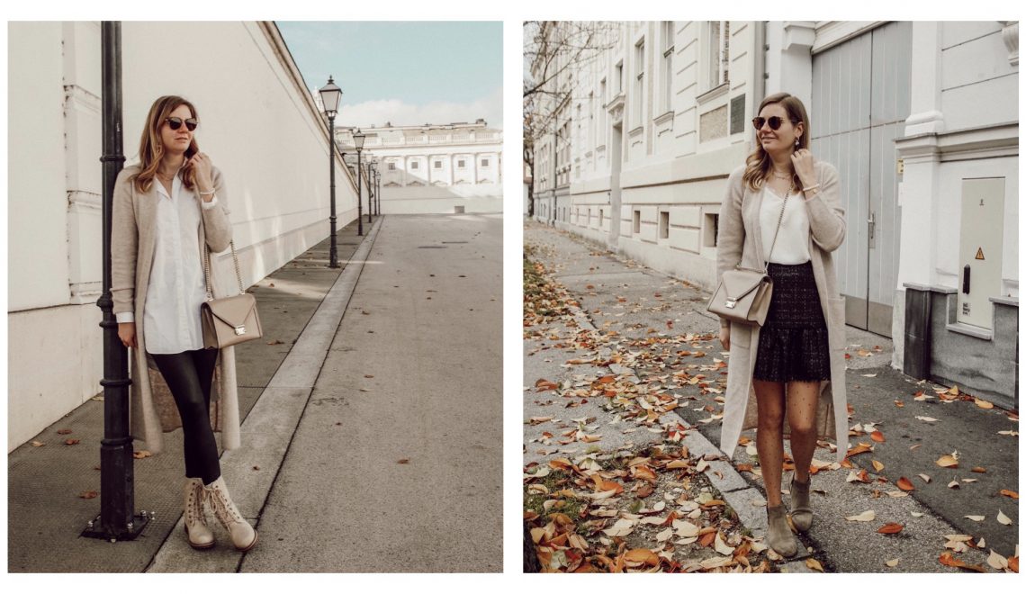 Long Cardigan kombinieren lange Strickjacke