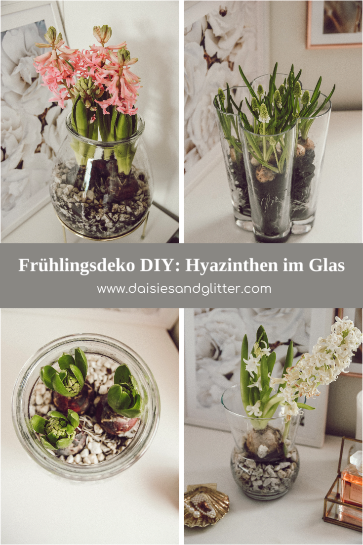 Frühlingsdeko im Glas, Hyazinthen im Glas Deko Frühling 