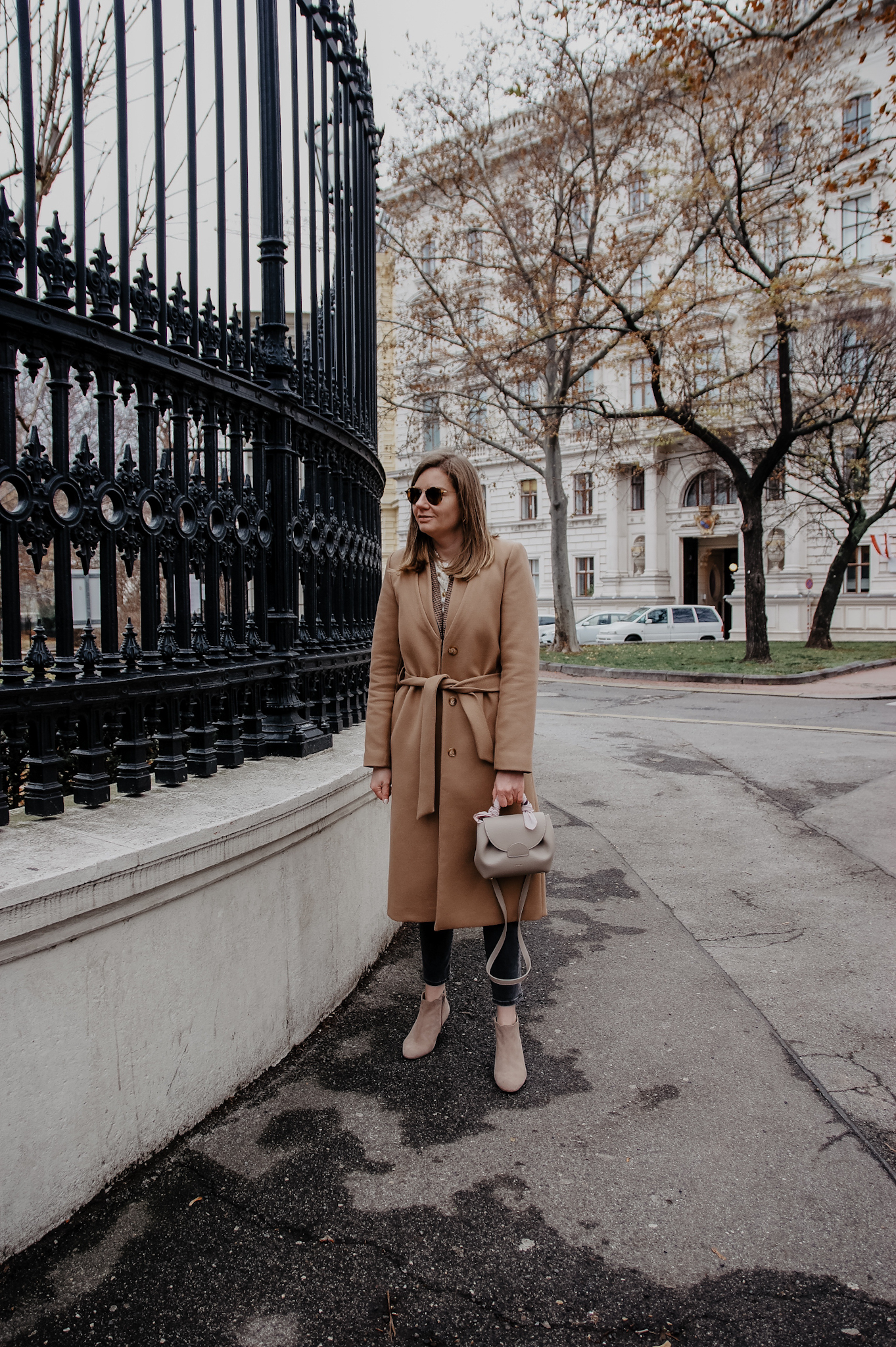 Winter Outfit Blazer, Jeans, Polene, Bluse camel coat