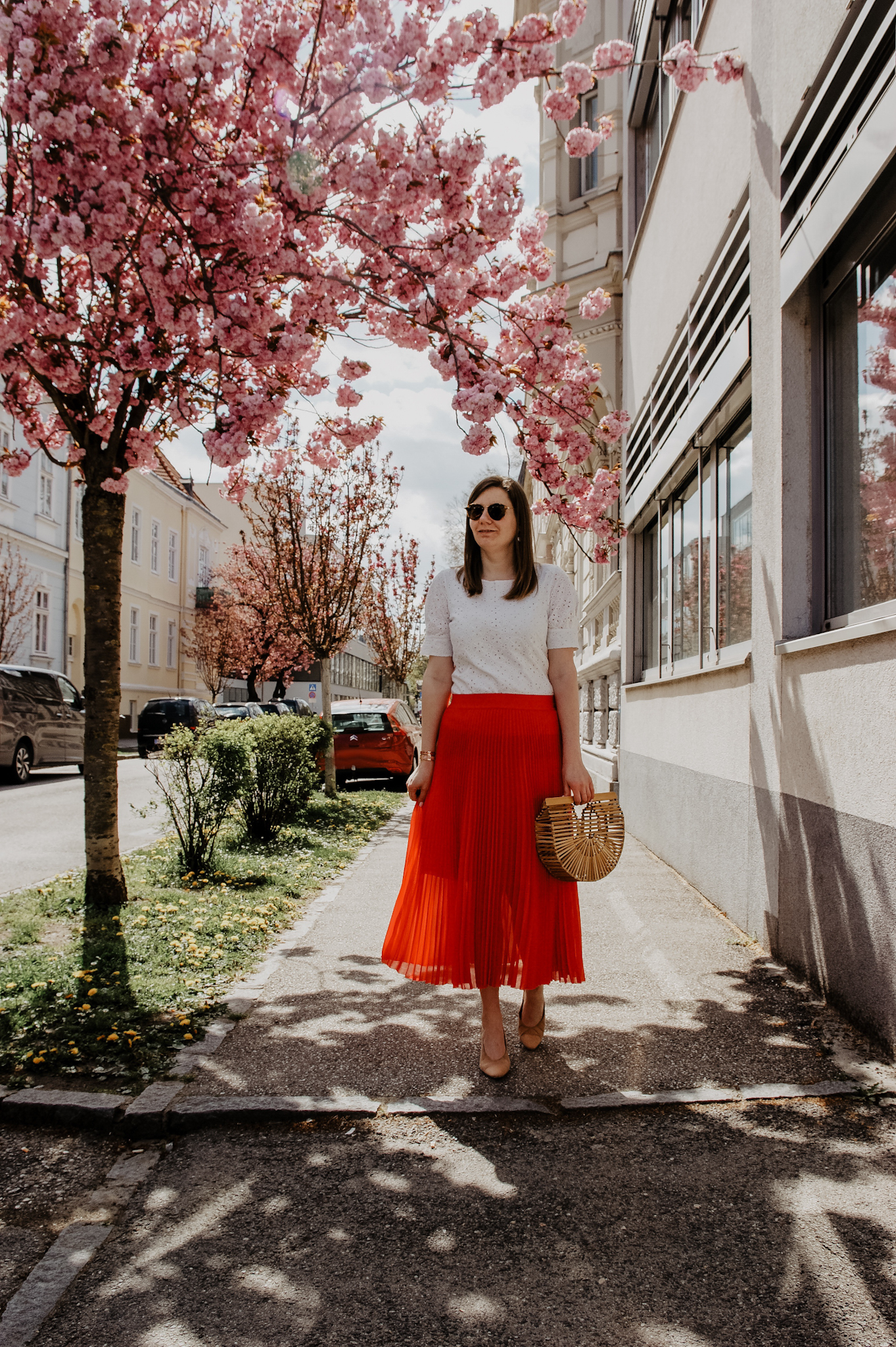 Taifun Plisseerock rot, Streetstyle, Spring Outfit