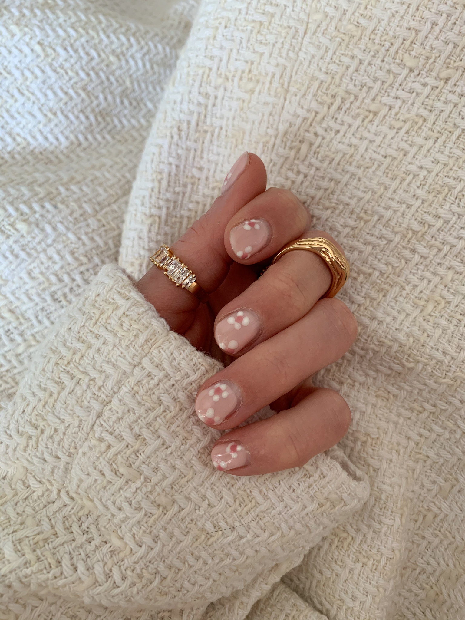 floral nails, alessandro striplac, pink nails, nude, Sif Jakobs, rings