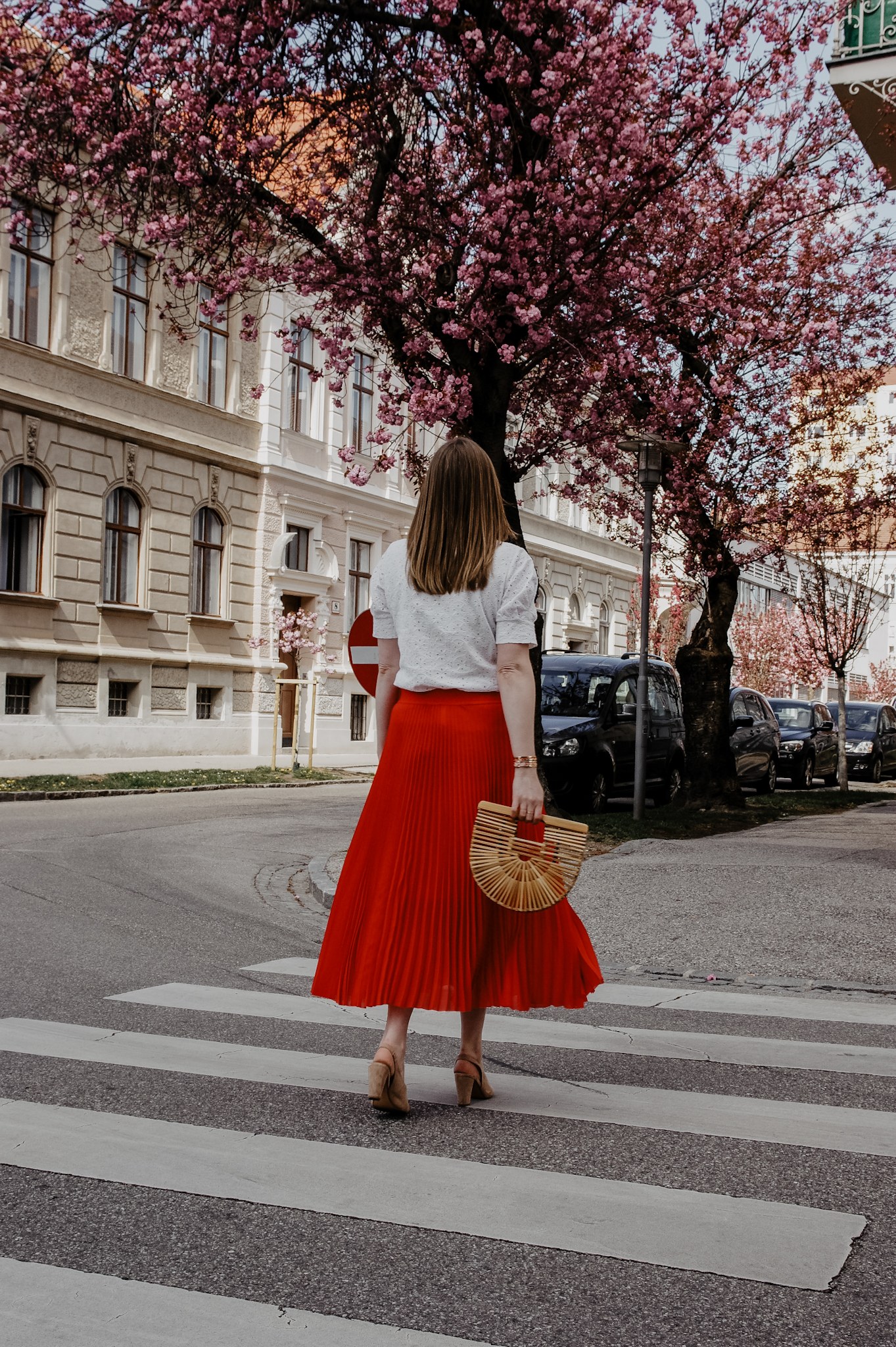 Taifun Plisseerock rot, Streetstyle, Spring Outfit