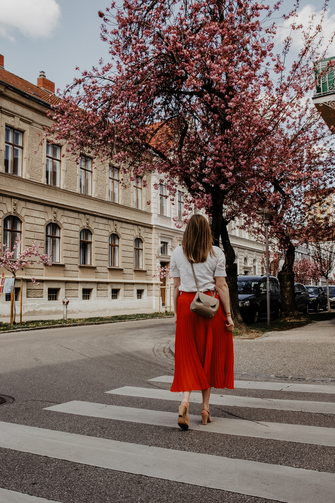 Taifun Plisseerock rot, Streetstyle, Spring Outfit