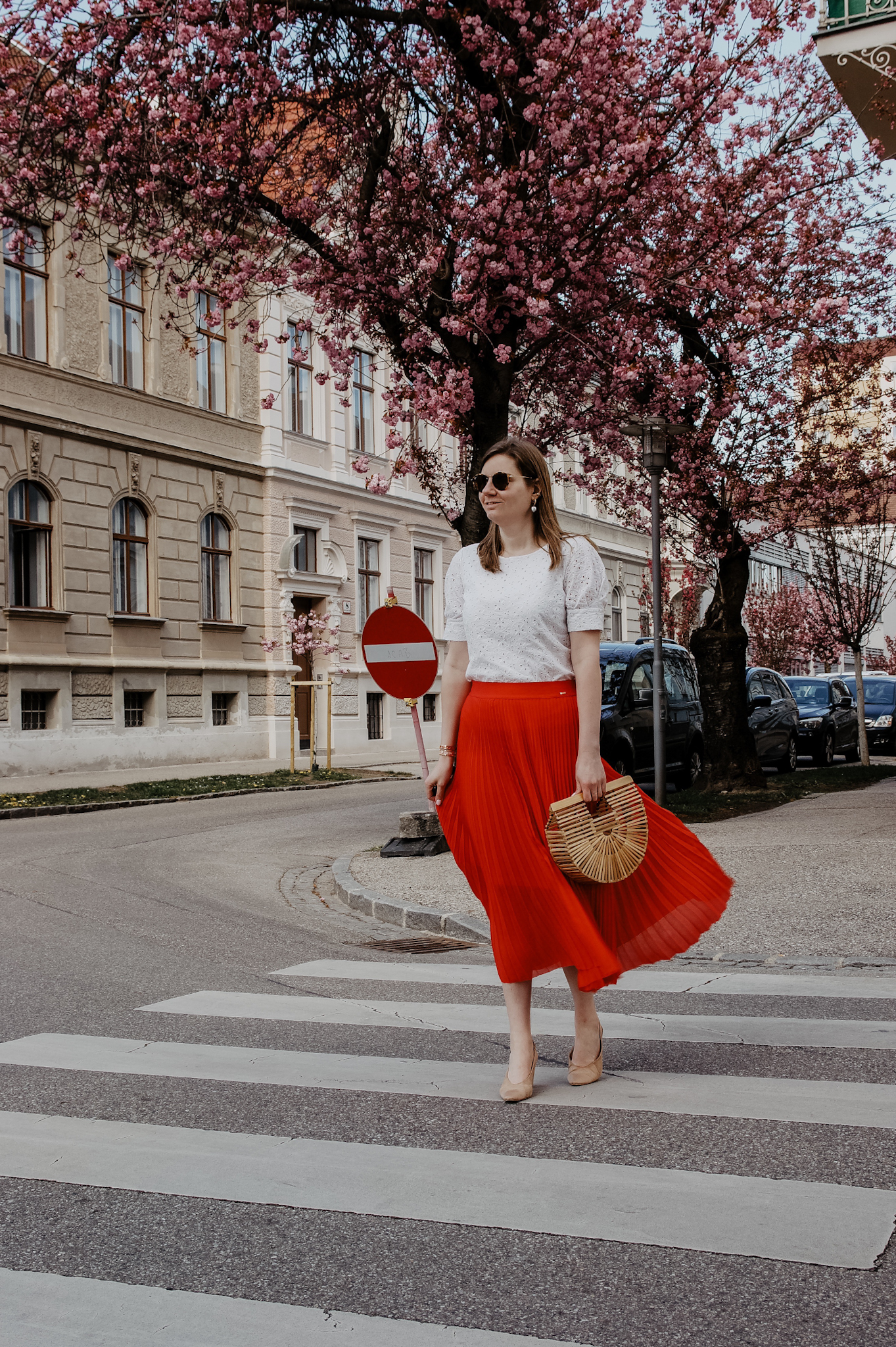 Taifun Plisseerock rot, Streetstyle, Spring Outfit