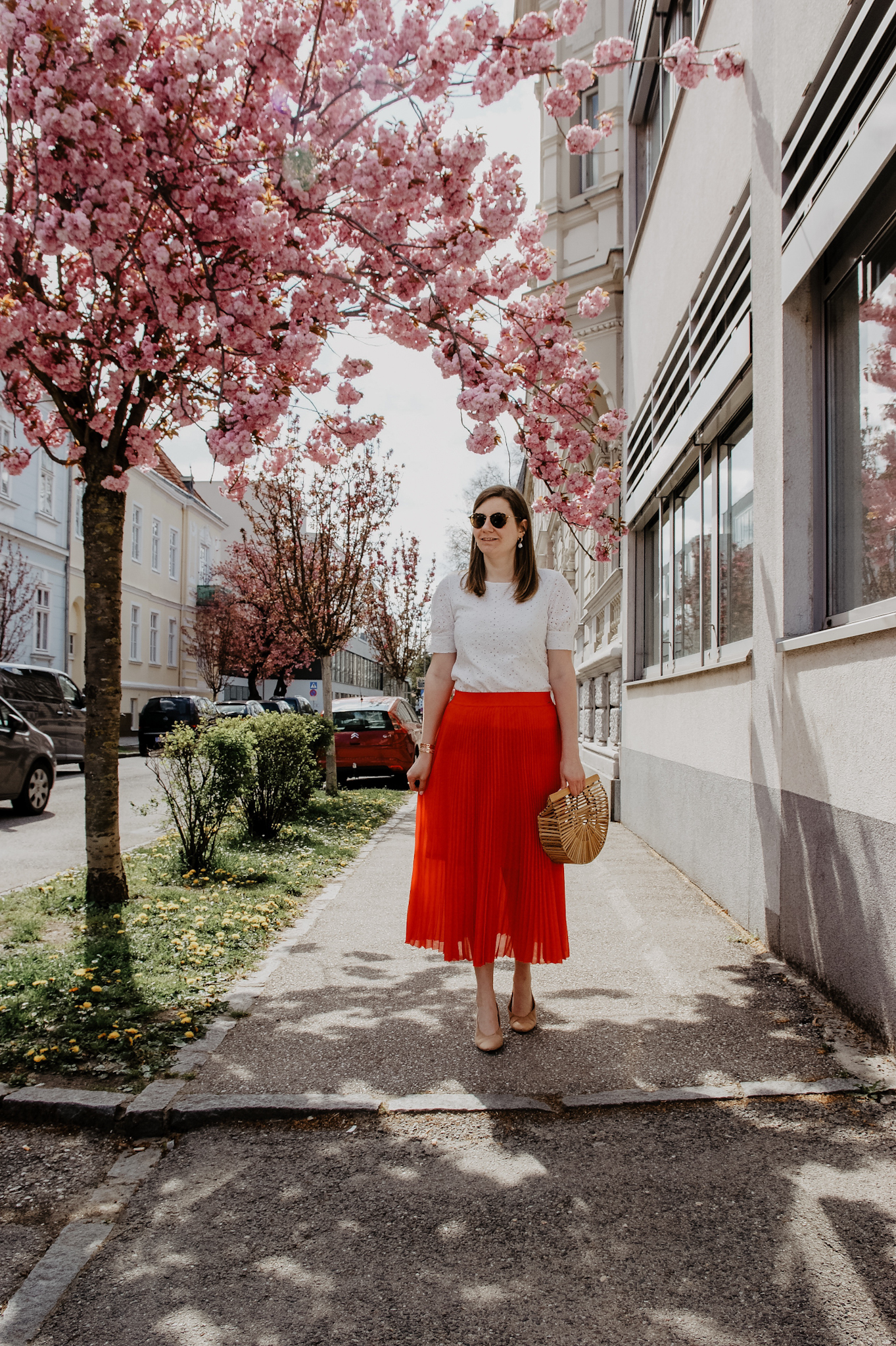 Taifun Plisseerock rot, Streetstyle, Spring Outfit