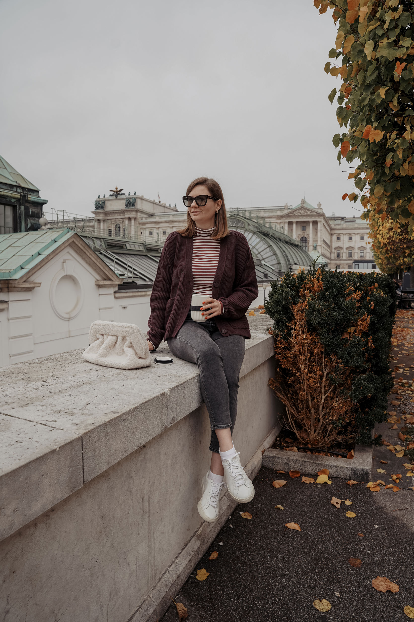 Strick Cardigan, Armedangels, Rollkragenpullover, Herbst, Jeans, layering look