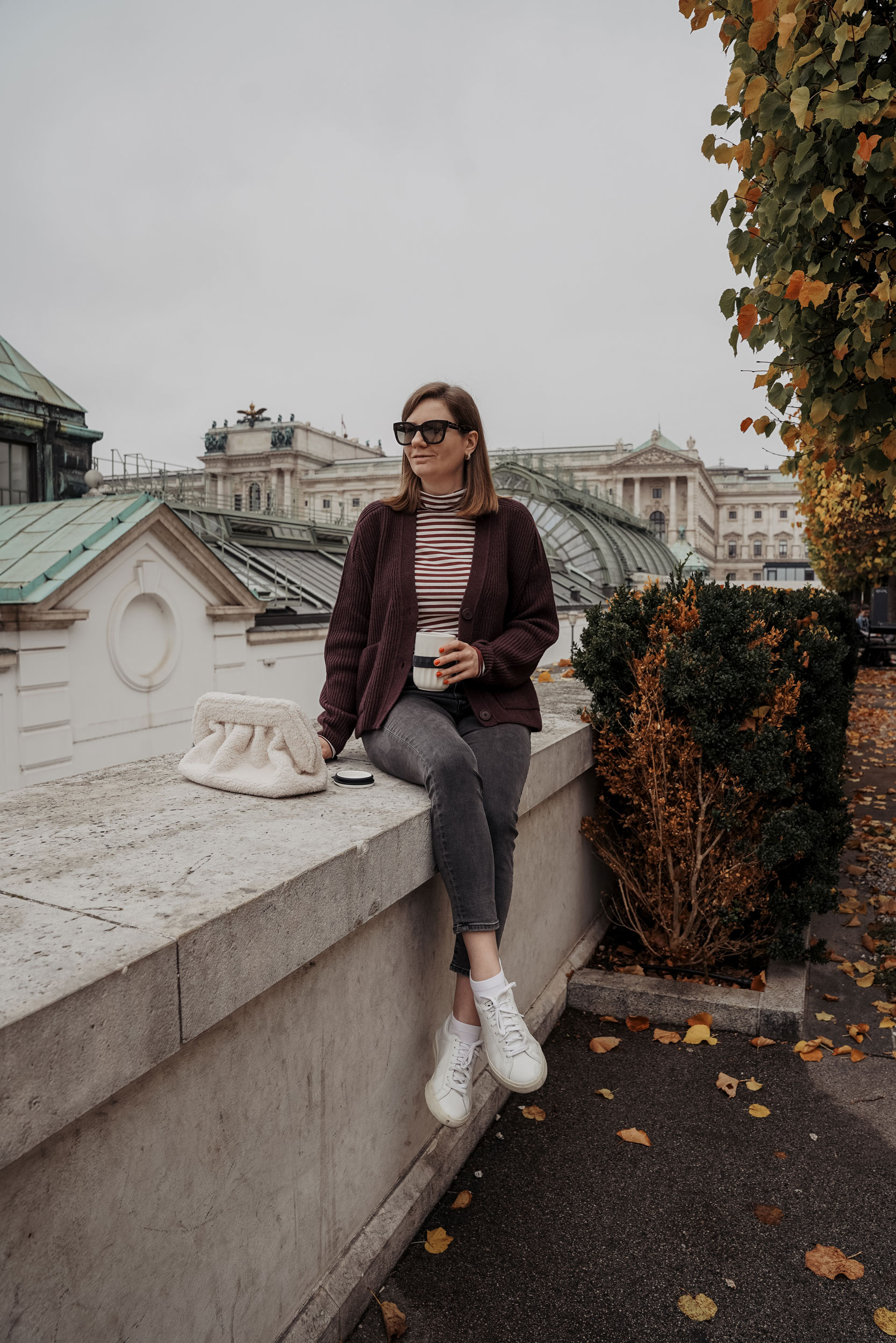 Strick Cardigan, Armedangels, Rollkragenpullover, Herbst, Jeans, layering look