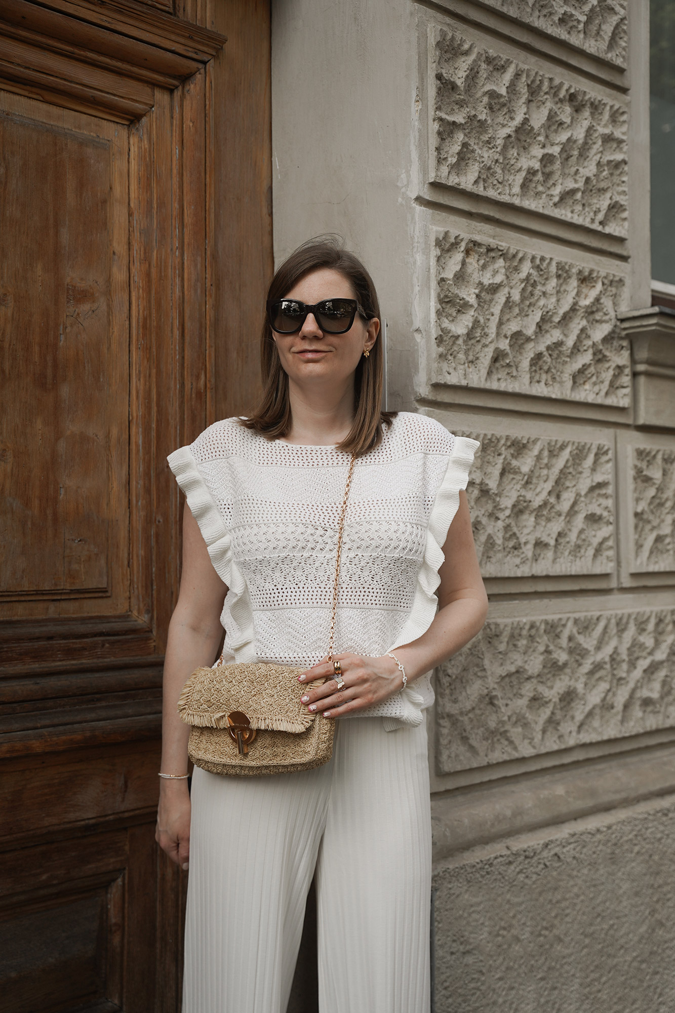 summer outfit, white, rattan bag, vanessa bruno (4)