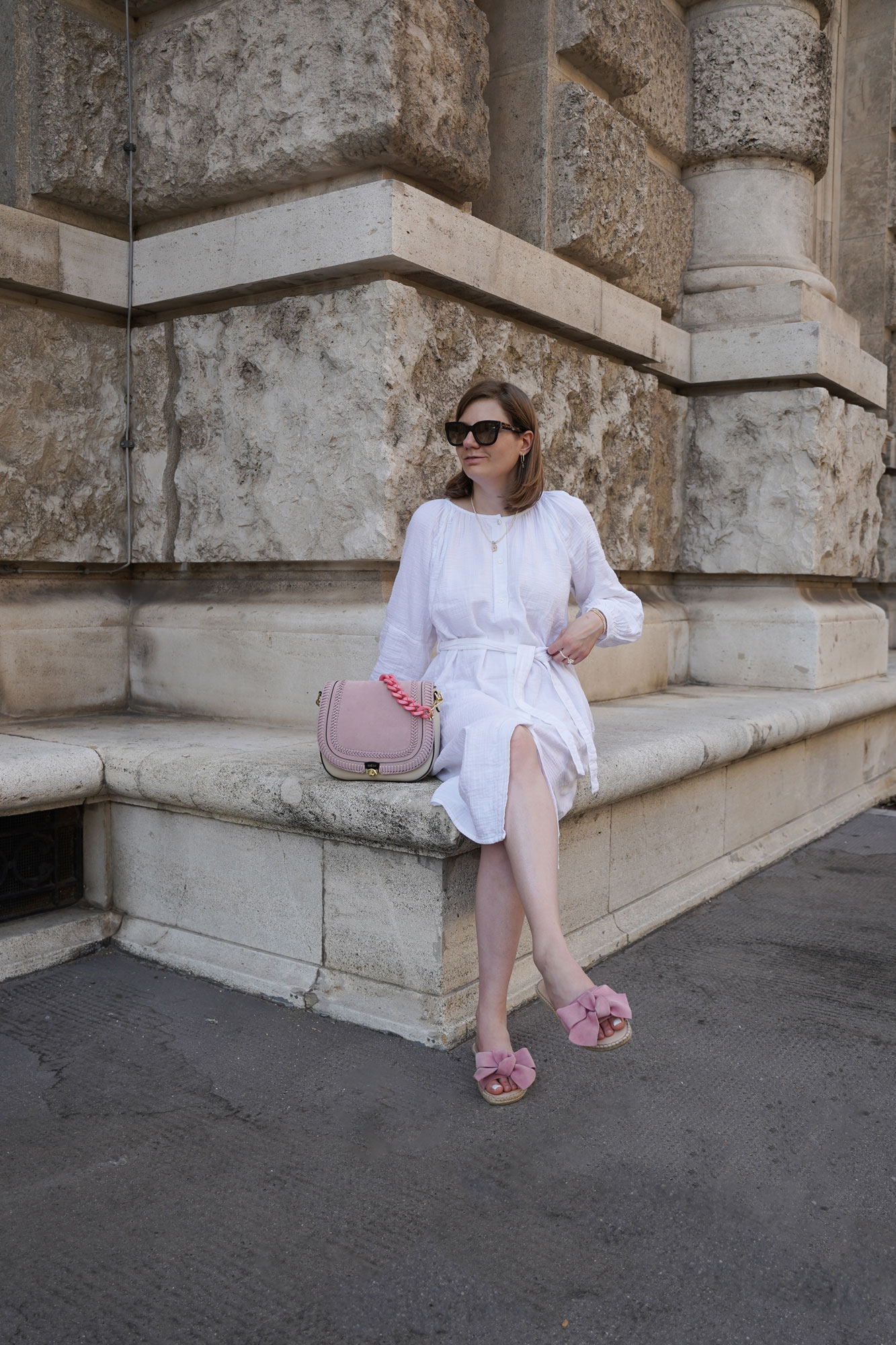 Mango Musselin Dress Sommerkleid summer dress Zoe Lu Bag pink Vienna