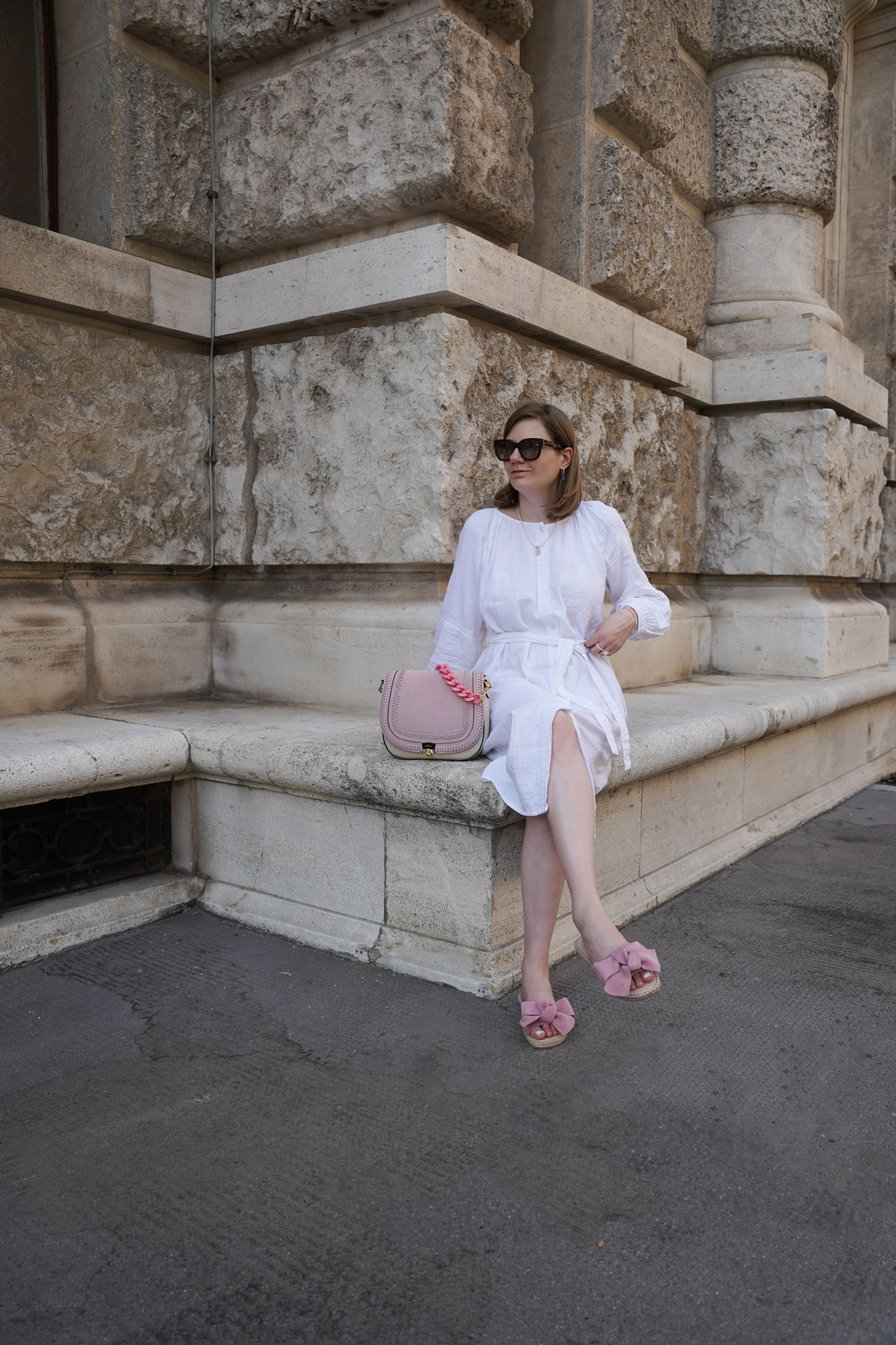 Mango Musselin Dress Sommerkleid summer dress Zoe Lu Bag pink Vienna