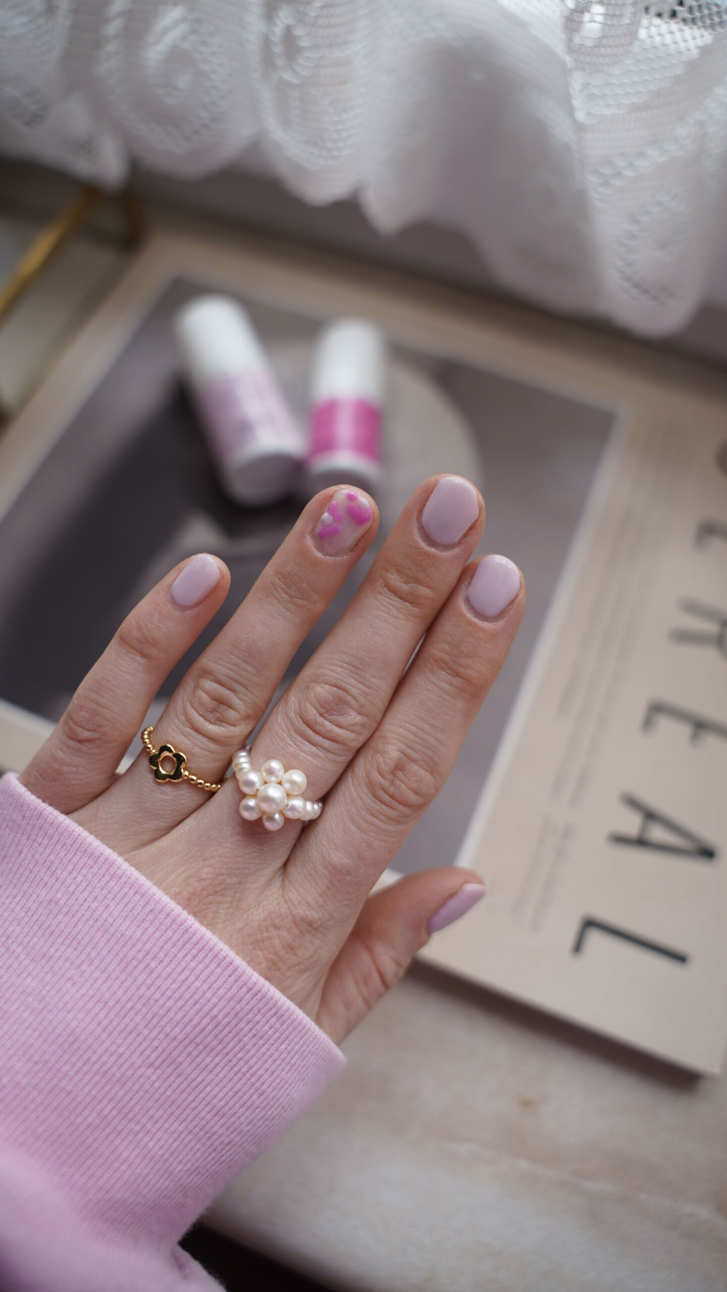 pink flower nails striplac spring nails summer nails