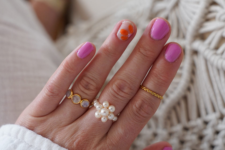 striplac pink orange nail design nageldesign