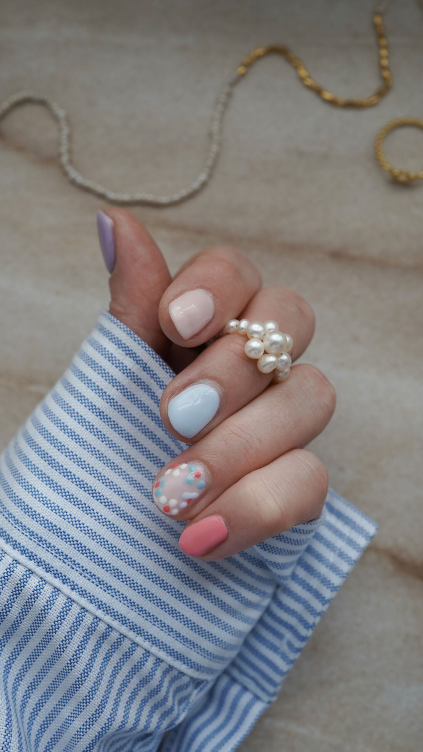 colorful summer nails striplac