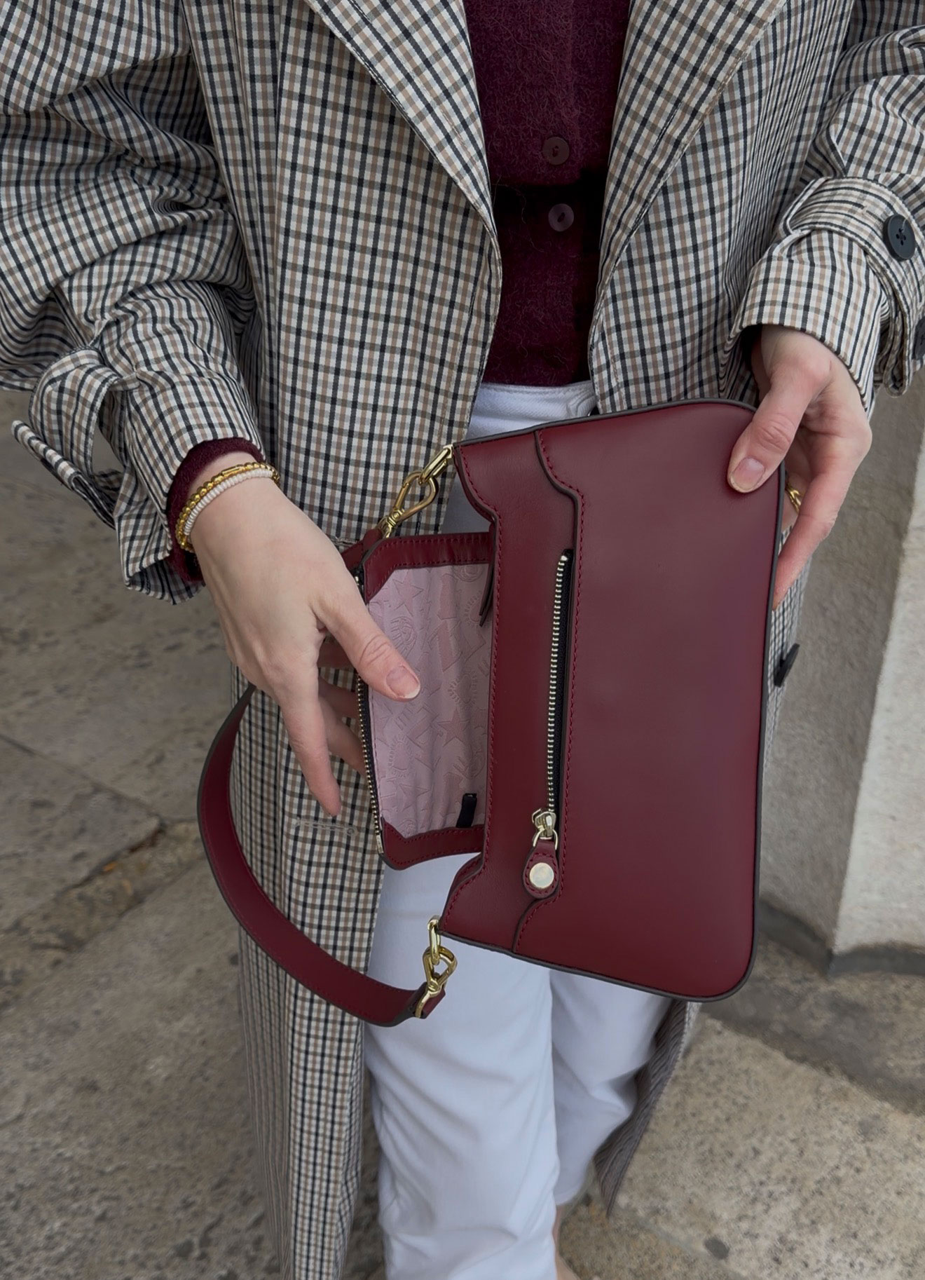 autumn bag, accessories, bordeaux bag, zoe lu, mini pochette