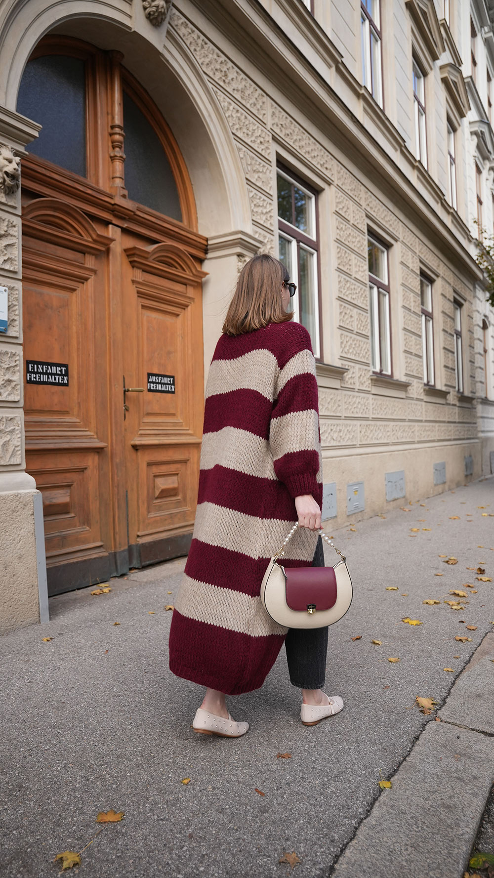 SassyClassy Long Cardigan bordeaux beige