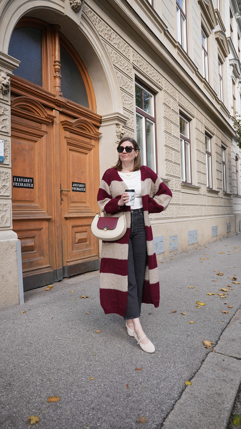 SassyClassy Long Cardigan bordeaux beige