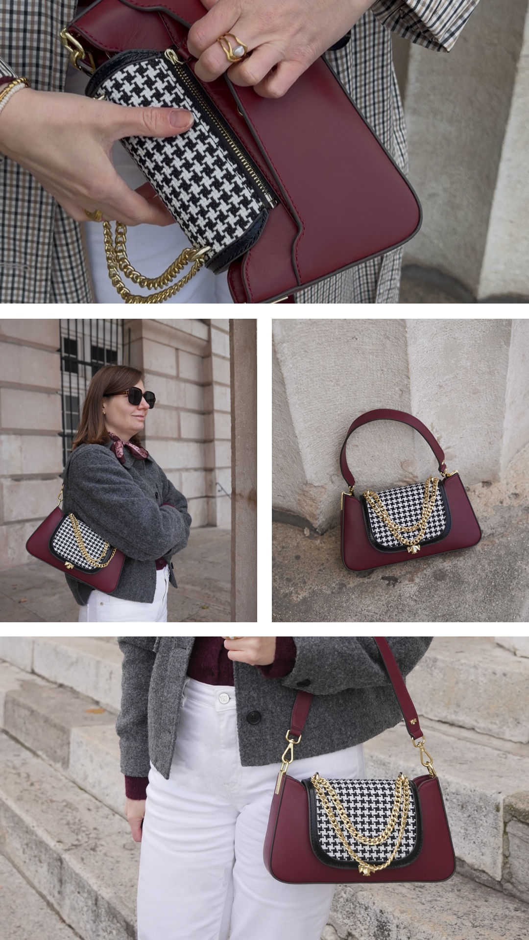 Trenchcoat Sézane Clyde Bordeaux bag autumn outfit autumn bag, accessories, bordeaux bag, zoe lu, mini pochette